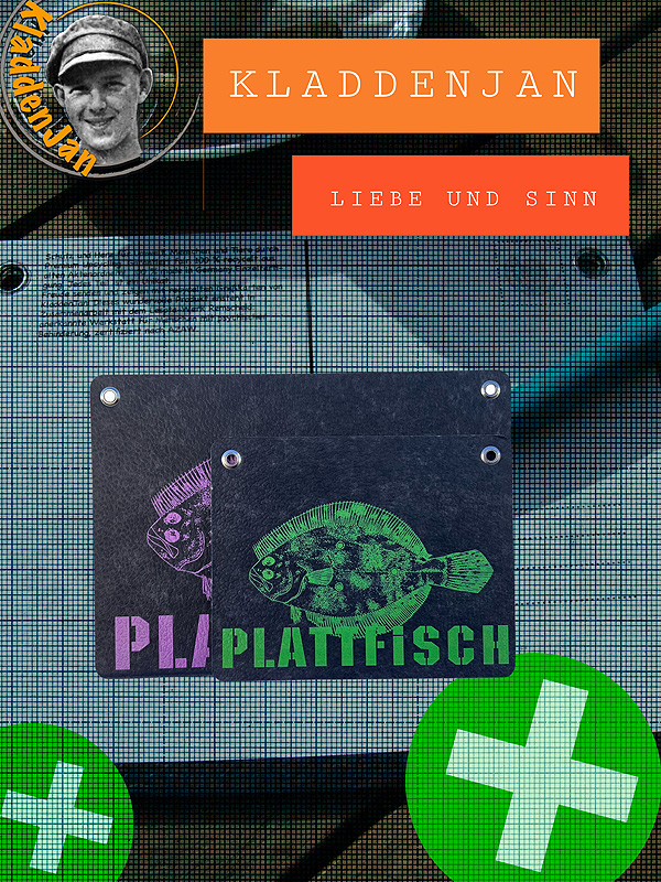 Kladdenjan Karte, Grußkarte, Wanddeko, Untersetzer, Bild oder Postkarte aus recycelten Leitzordnern stehen für Liebe und Sinn