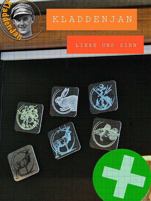 Kladdenjan Karte, Grußkarte, Wanddeko, Untersetzer, Bild oder Postkarte aus recycelten Leitzordnern stehen für Liebe und Sinn