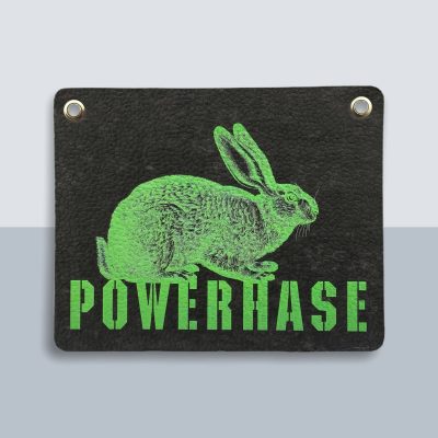 Power Hase Postkarte von Kladdenjan in hellgrün | Kladdenjan