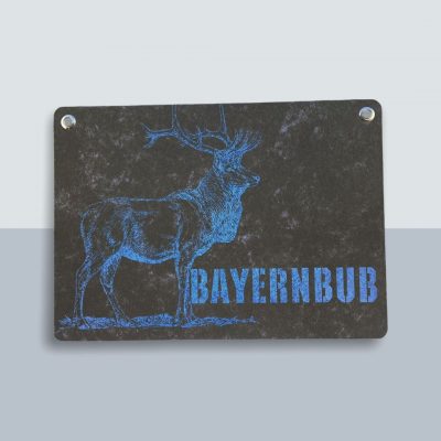 Bayern Bub Hirsch Große Postkarte von Kladdenjan in hellblau | Kladdenjan