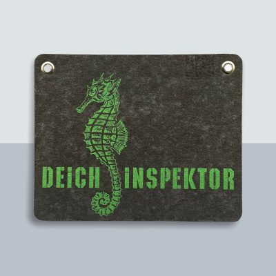 Deichinspektor Seepferdchen Postkarte von Kladdenjan in hellgrün | Kladdenjan