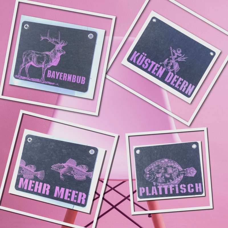 Kladdenjan Karte, Grußkarte, Wanddeko, Untersetzer, Bild oder Postkarte aus recycelten Leitzordnern stehen für Liebe und Sinn